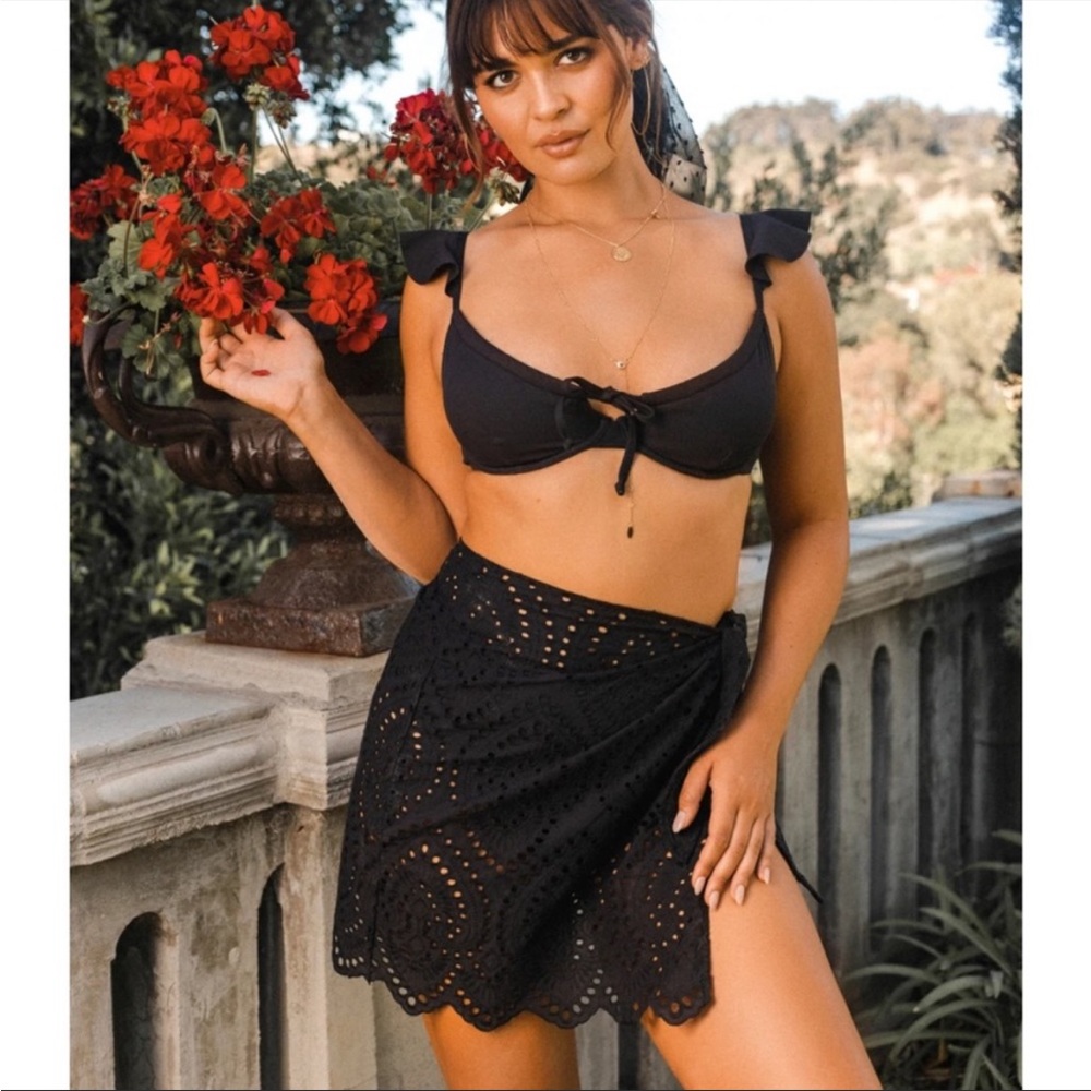 Toluca Swim Claudia mini tie lace coverup skirt